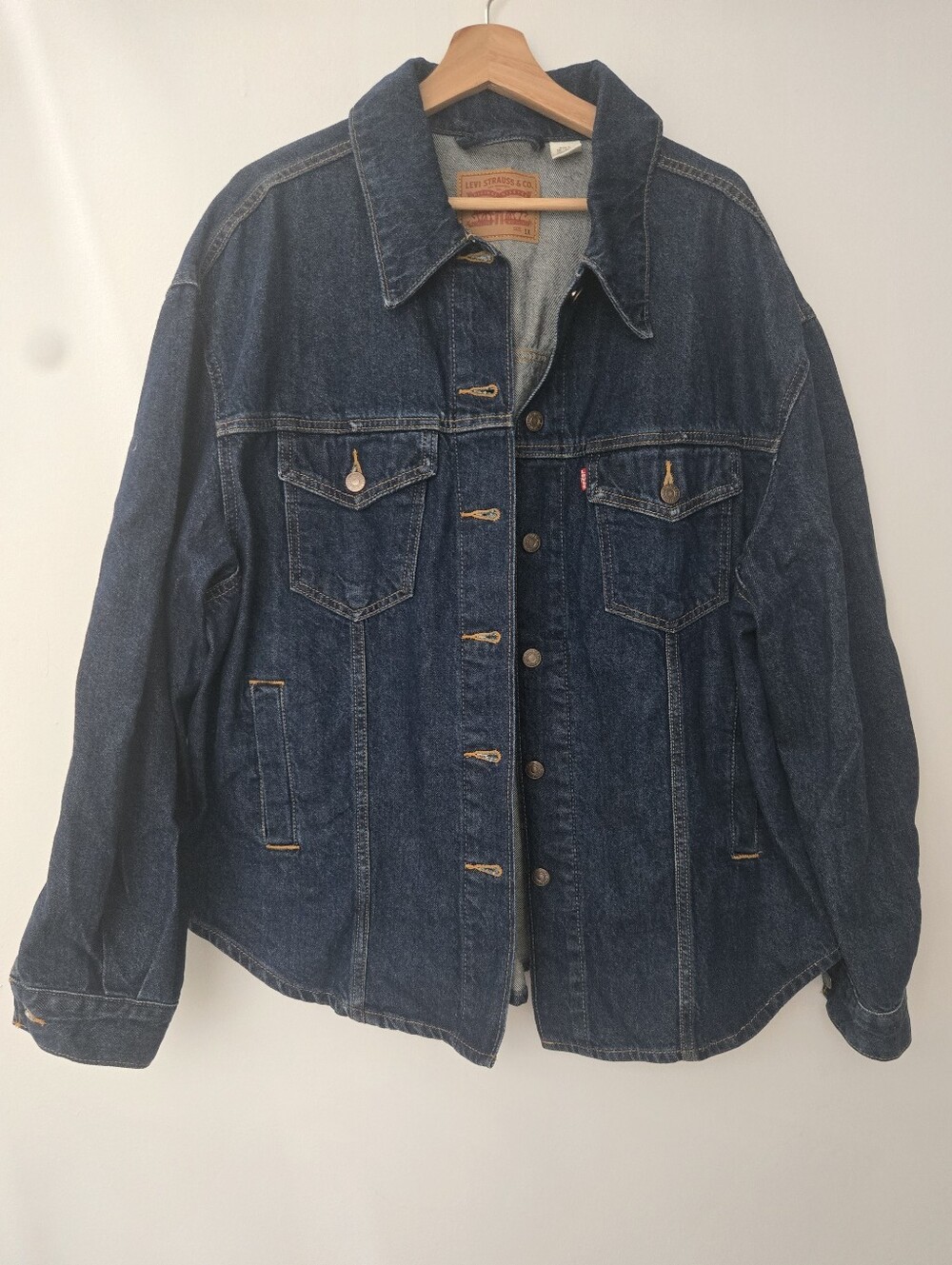 Levi's Denim Trucker Jacket – Dark Wash, Oversized Fit, Size 1X